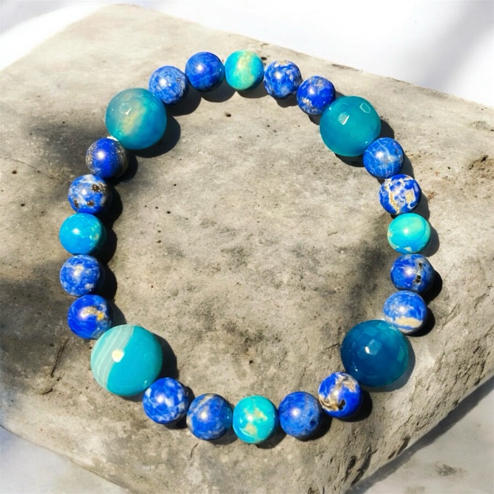Unisex Lapis Lazuli & African Turquoise Beaded Bracelet